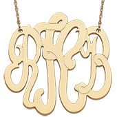 10K Yellow Gold 3- Initial Monogram Necklace - Extra Large