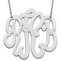 10K White Gold 3-Initial Monogram Necklace - Extra Large