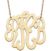 10K Yellow Gold 3-Initial Monogram Necklace - Large
