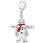 Silver Snowman with Movable Arms and Legs and Red Enamel Scarf Charm