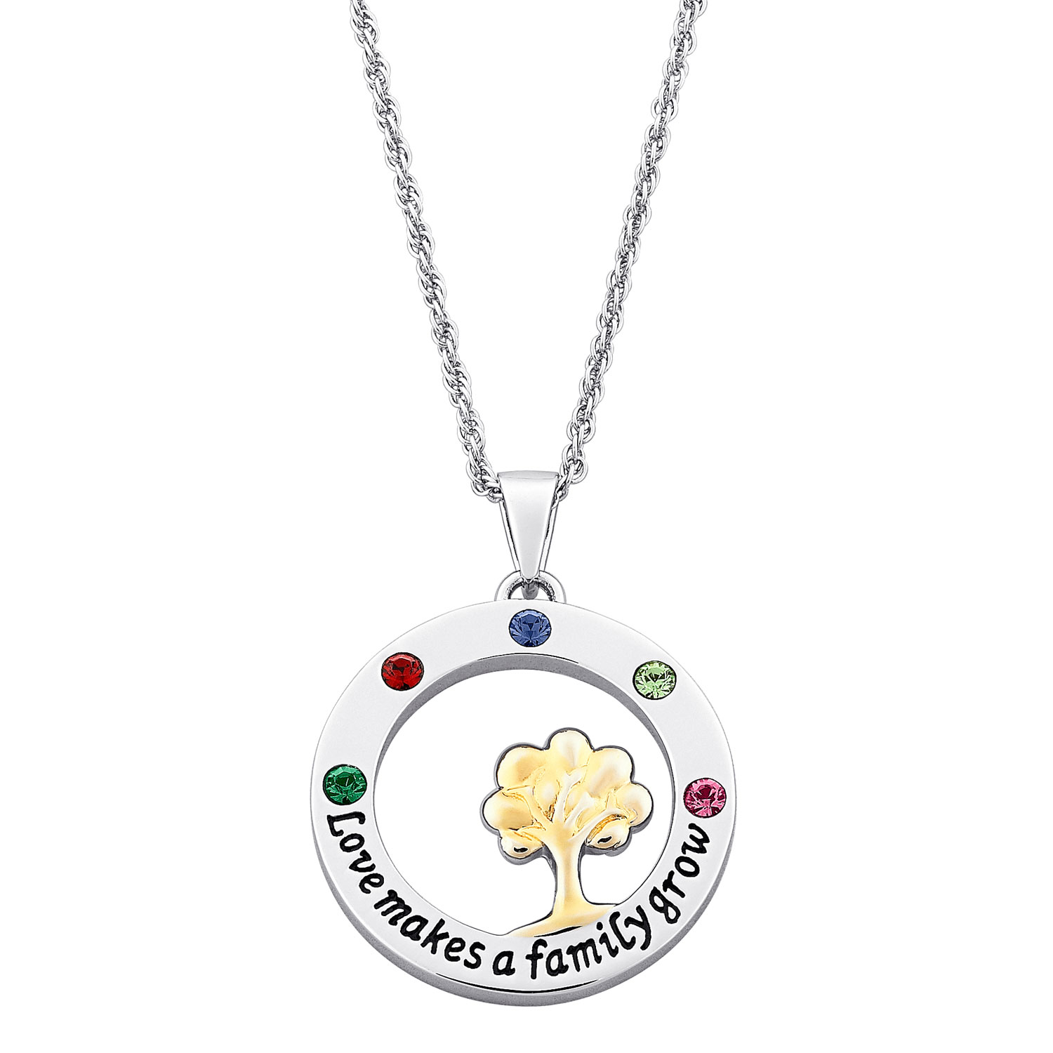 Love Makes A Family Grow Birthstone Mother's Necklace