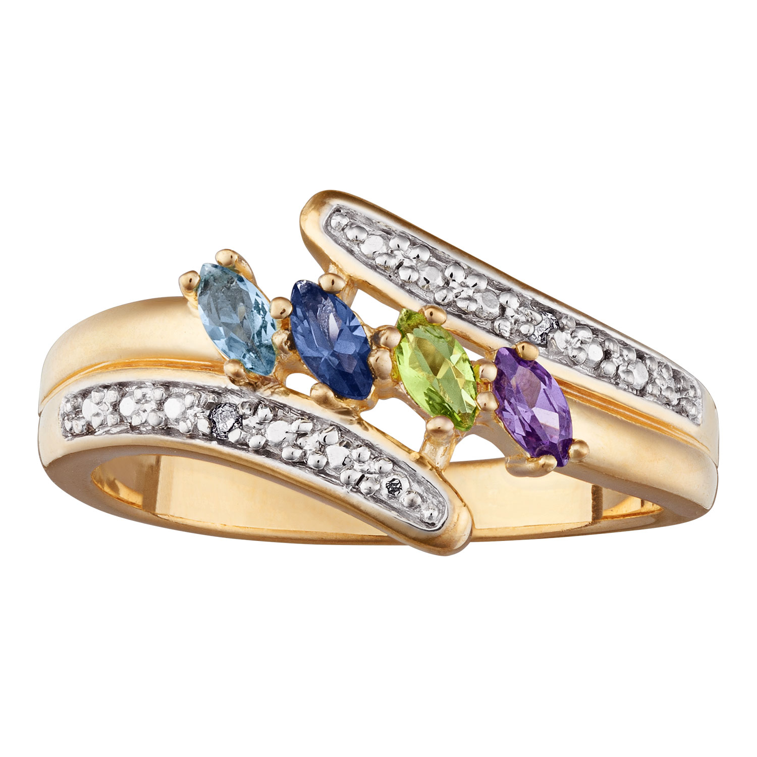 10K Gold Mother's Marquise Birthstone Ring