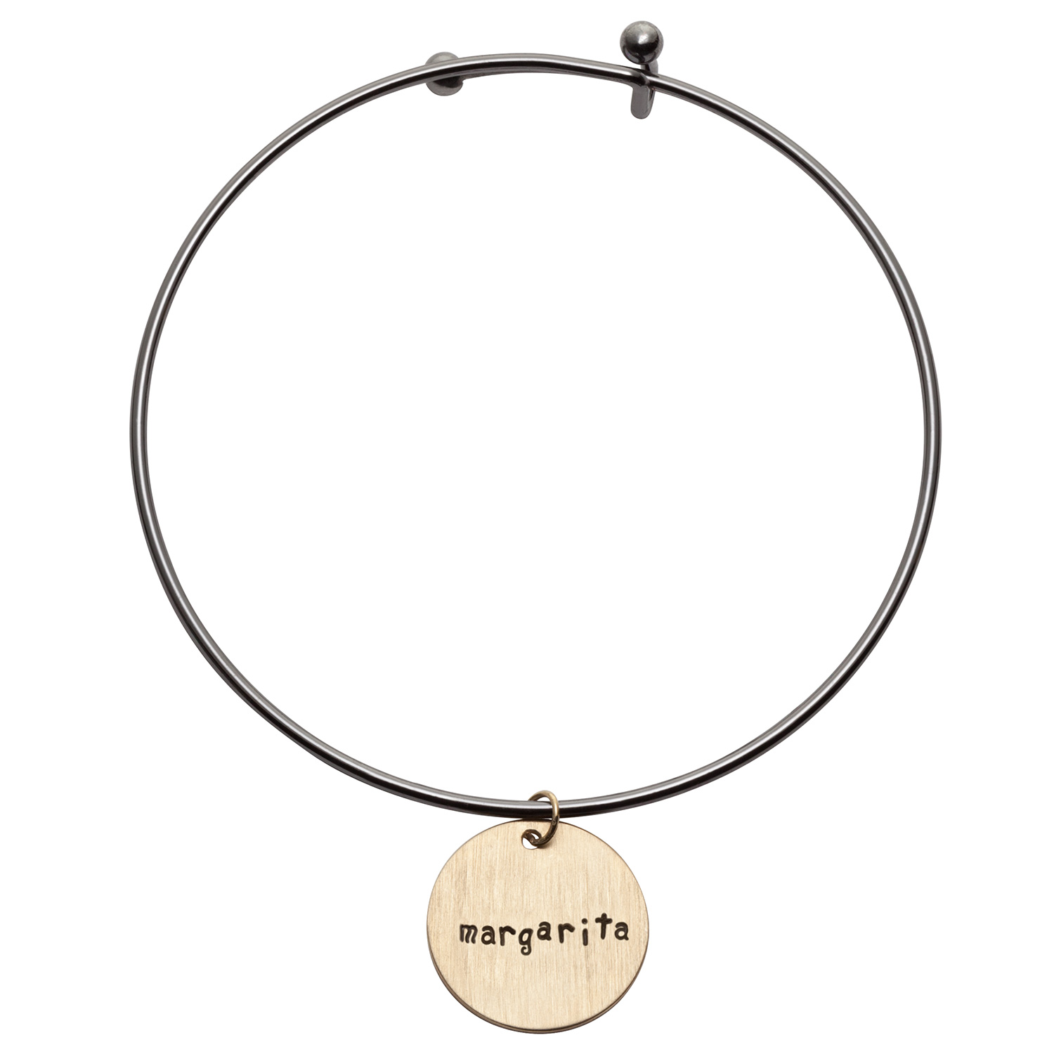 Expandable Bangle Bracelet with Personalized Sterling Silver Charm