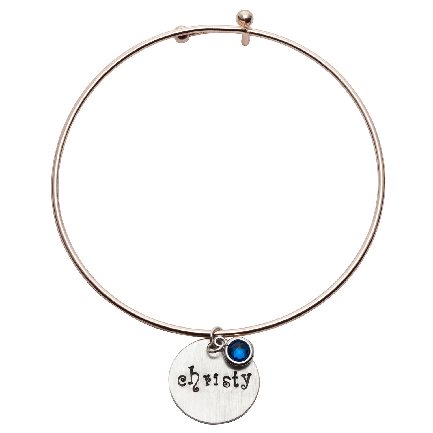 Expandable Bracelet with Birthstone & Name Sterling Silver Charm