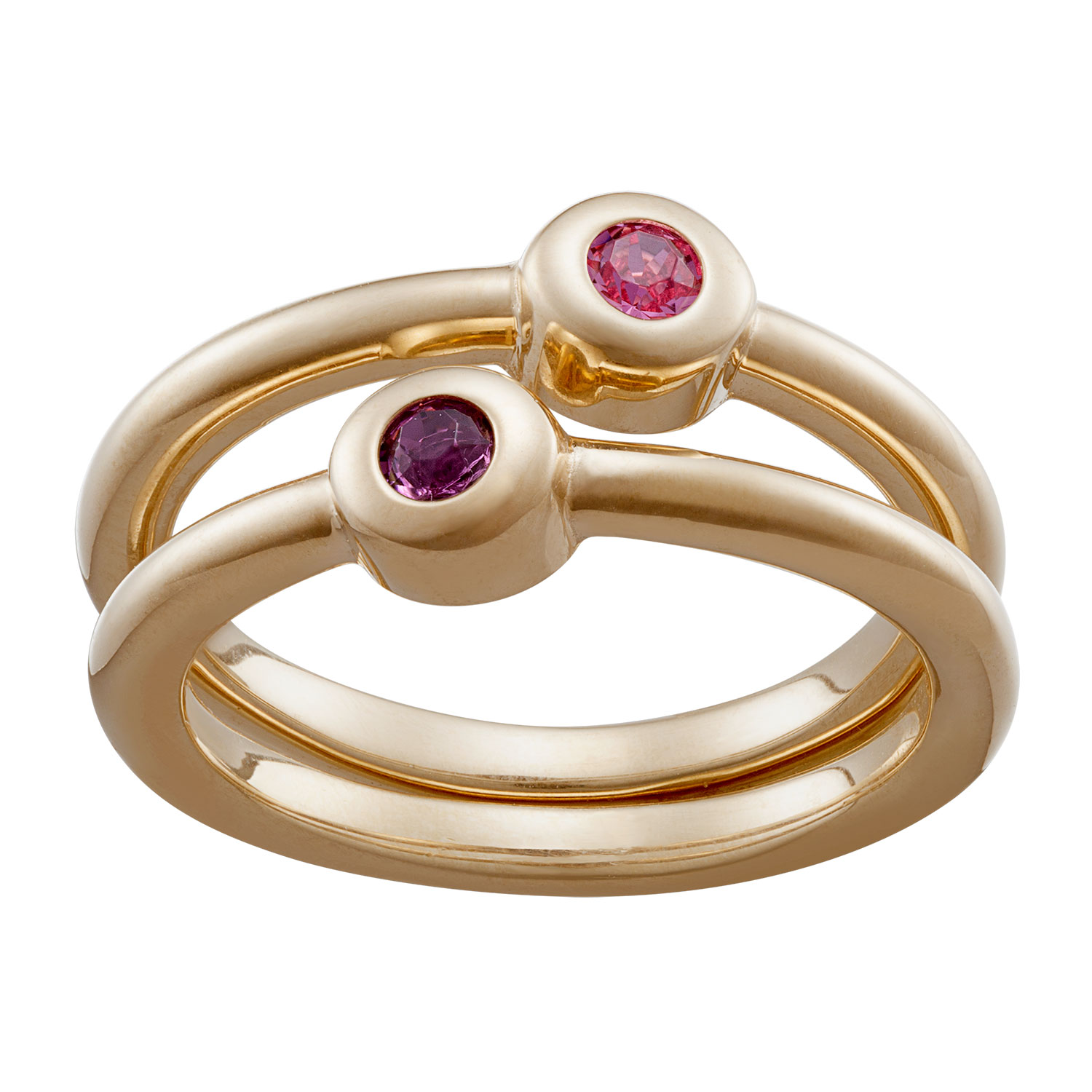 Gold Over Sterling Stackable Round Birthstone Ring Set