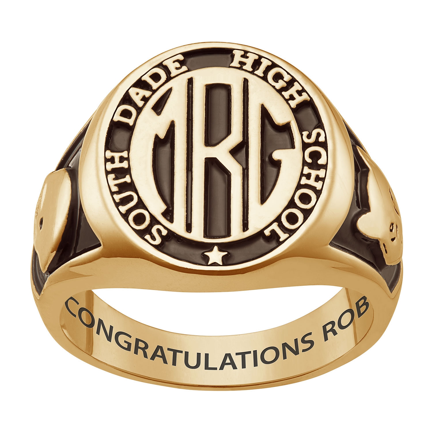  Men's Gold over Sterling Signet Oval Class Ring
