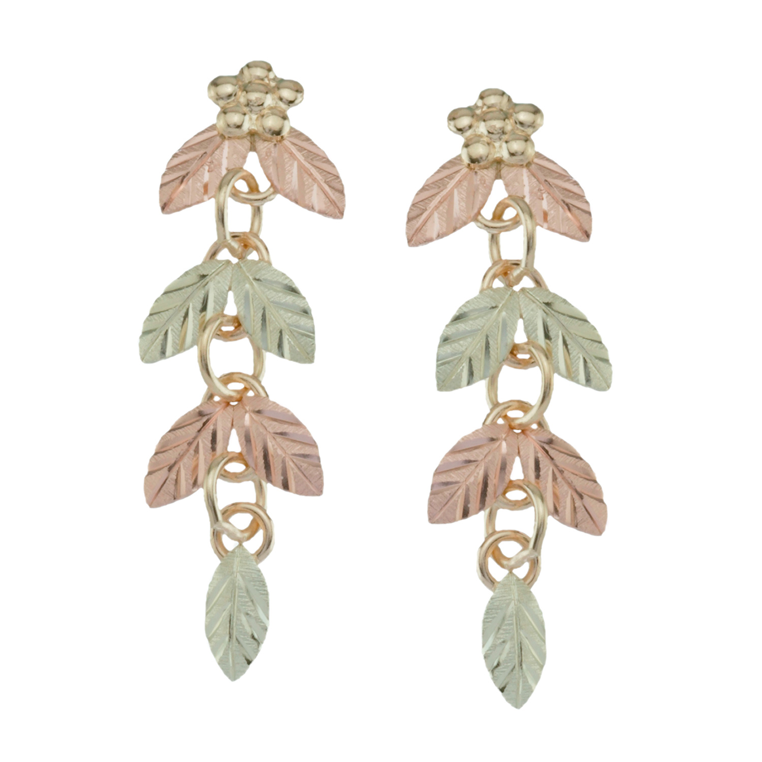 10K Black Hills Gold Leaf Earrings with 12K Leaves